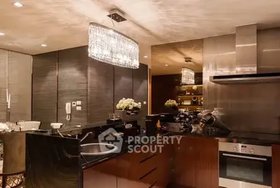 Luxurious modern kitchen with sleek design and elegant lighting