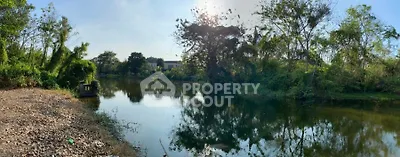 Serene lakeside view with lush greenery and clear blue sky, perfect for nature lovers.