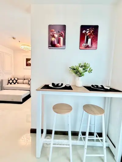 Modern living room with stylish decor and cozy seating area