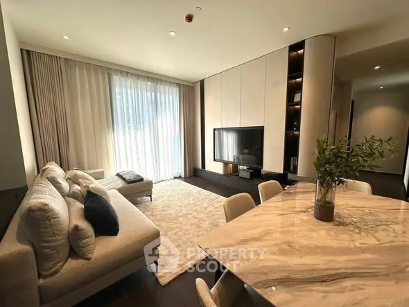 Luxurious modern living room with elegant decor and natural light