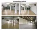 Spacious factory interior with open floor plan on 2nd and 3rd floors.