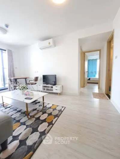 Modern living room with stylish decor and natural light