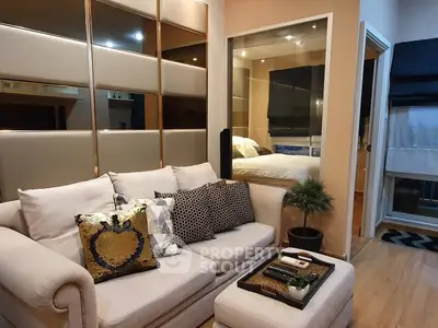 Stylish modern living room with cozy sofa and elegant decor in a chic apartment