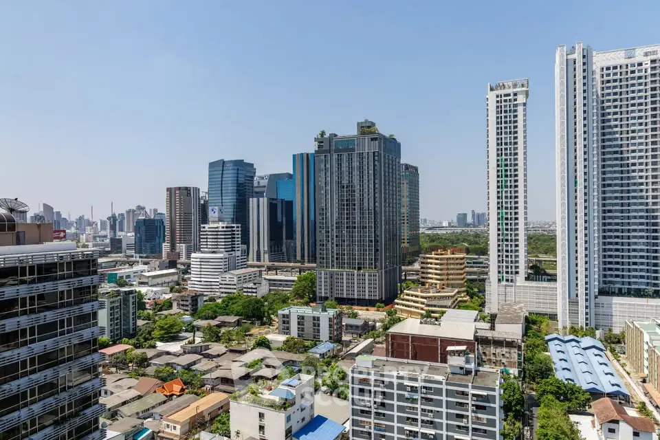 Stunning cityscape view showcasing modern high-rise buildings and urban skyline.