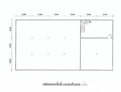 Detailed floor plan of a three-story building with precise measurements and layout.