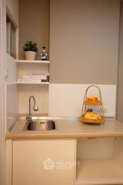 Cozy compact kitchen with modern sink and stylish decor