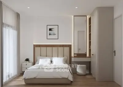 Modern bedroom with elegant decor and natural light