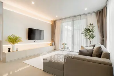 Modern living room with sleek design and natural light