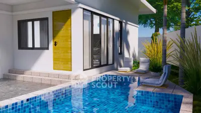 Modern villa with private pool and stylish outdoor seating area.