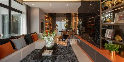 Luxurious modern living room with elegant decor and open layout