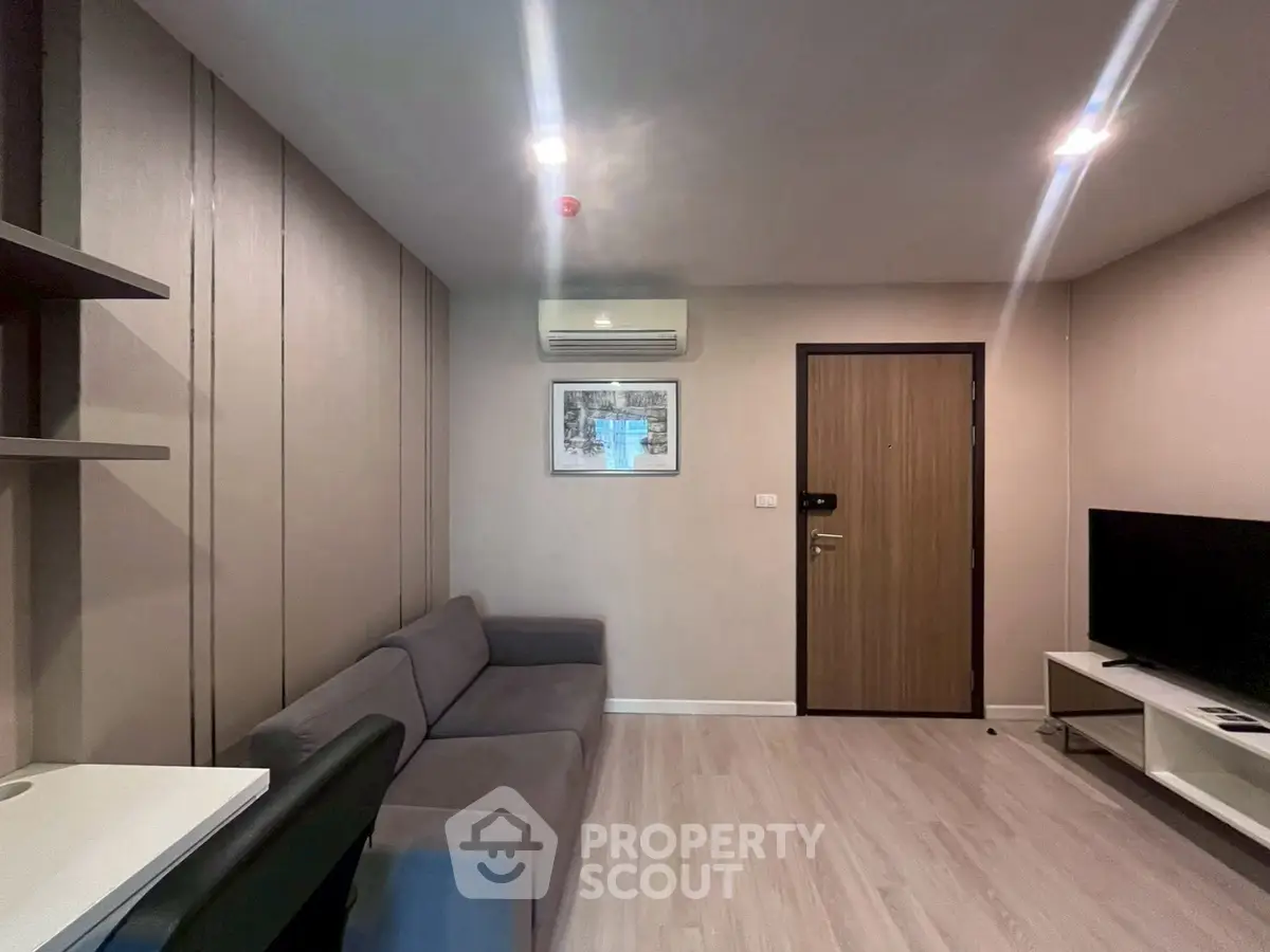 Modern living room with sleek design and comfortable seating