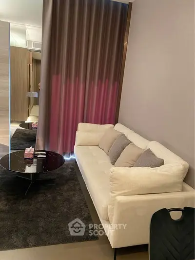 Modern living room with elegant sofa and stylish decor