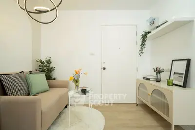 Charming modern living room with cozy sofa and stylish decor