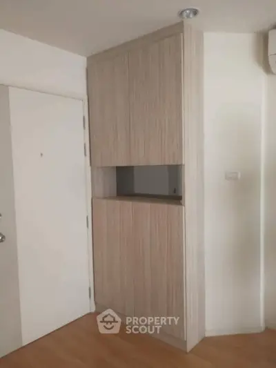 Modern storage cabinet in minimalist apartment interior