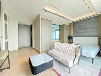 Luxurious bedroom with elegant decor and large window view