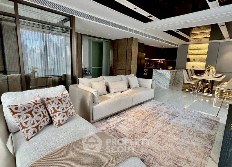 Luxurious modern living room with elegant decor and spacious open layout