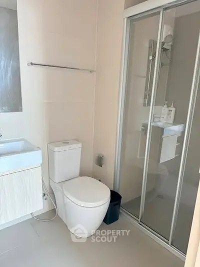 Modern bathroom with sleek shower and contemporary fixtures