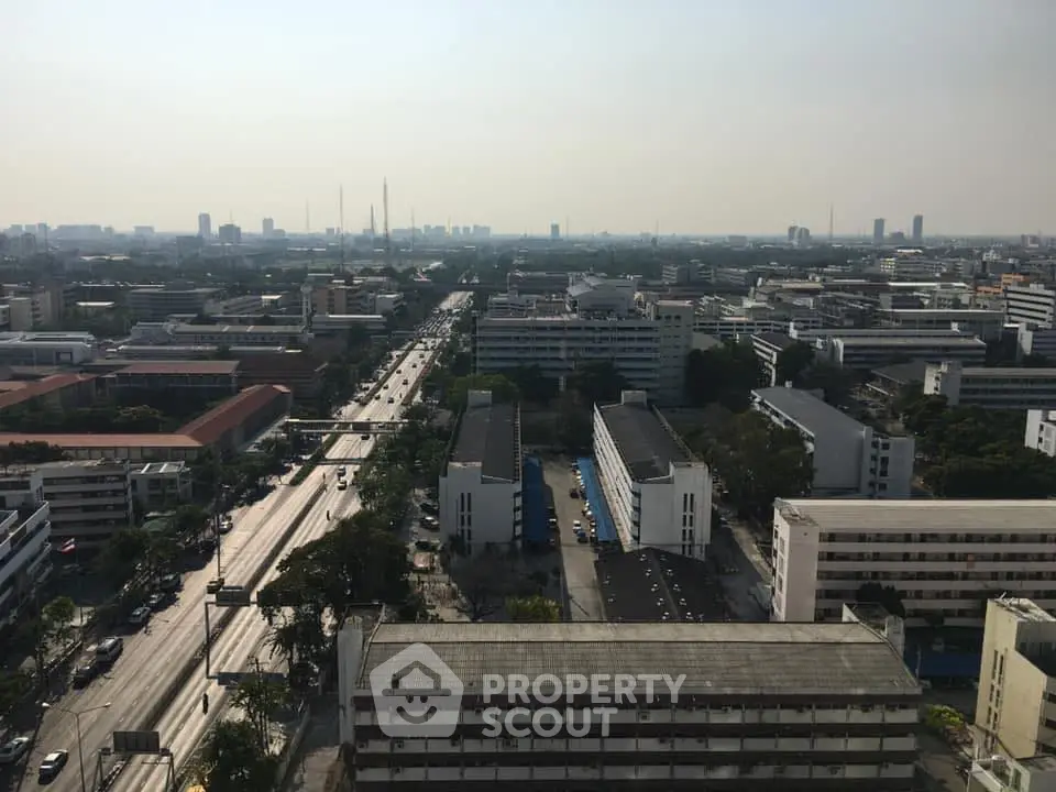 Stunning cityscape view from high-rise building showcasing urban landscape and skyline.