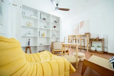 Bright and stylish living room with modern furniture and decor