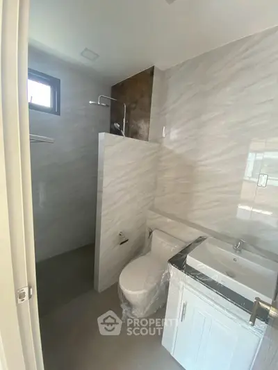 Modern bathroom with sleek design and natural light