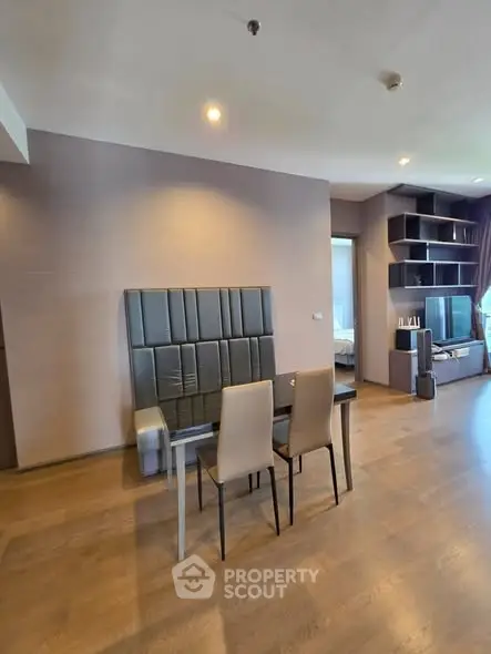 Modern living room with stylish dining area and open layout