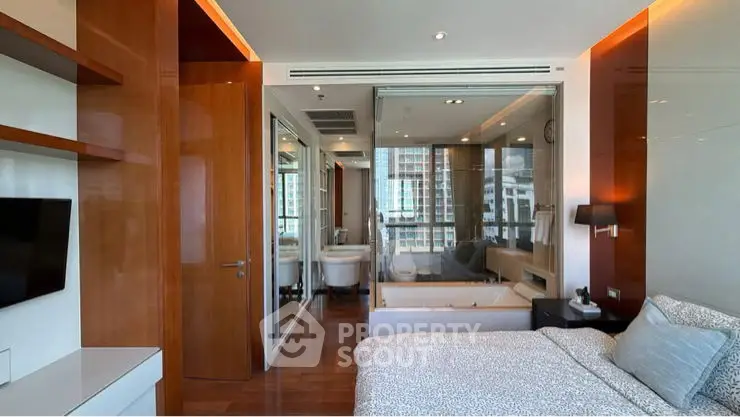 Luxurious modern living room with stylish decor and ample natural light