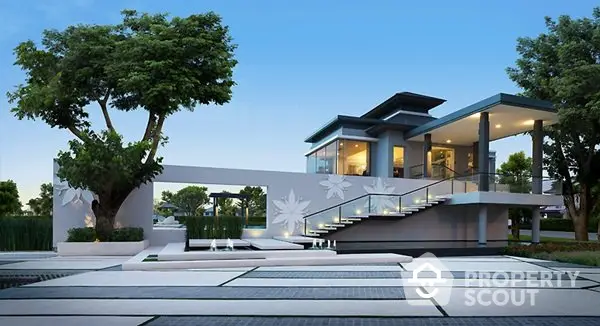 Modern architectural masterpiece with sleek design and spacious outdoor area, perfect for luxury living.