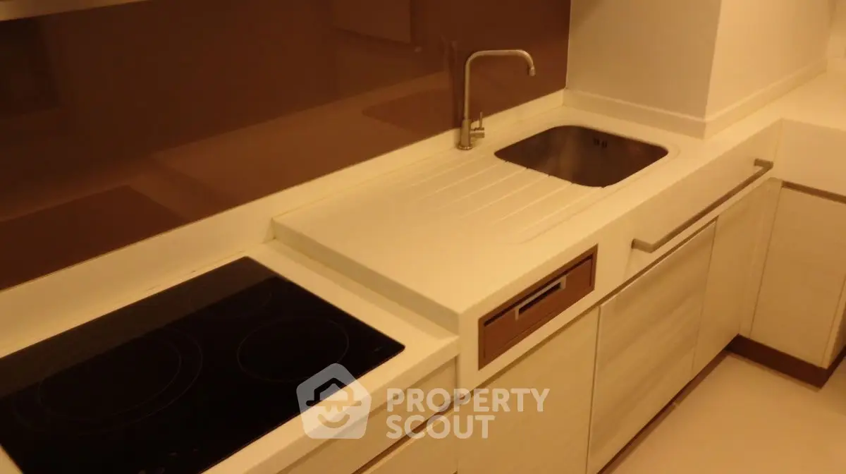 Modern kitchen with sleek countertops and built-in electric stove