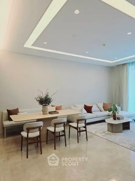 Luxurious modern living room with elegant dining area and stylish decor