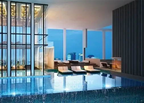 Luxurious rooftop pool with stunning city skyline views