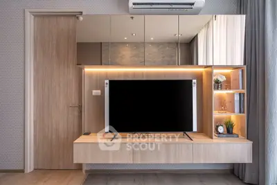 Modern living room with sleek TV unit and stylish decor