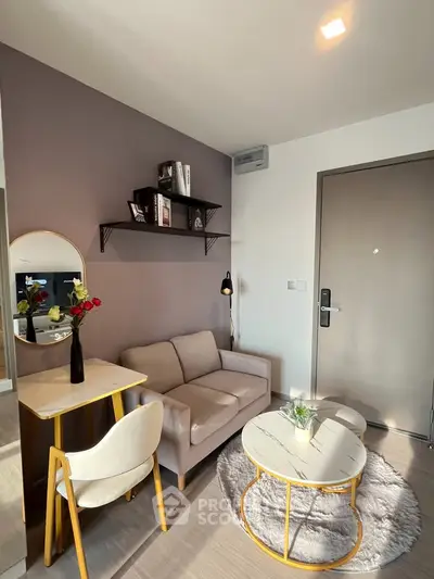 Cozy modern living room with stylish decor and compact furniture