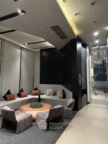 Modern living room with stylish seating and contemporary decor
