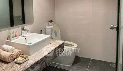 Modern bathroom with sleek fixtures and elegant design
