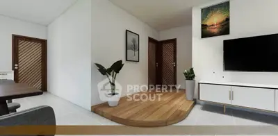 Modern living room with stylish decor and wooden flooring