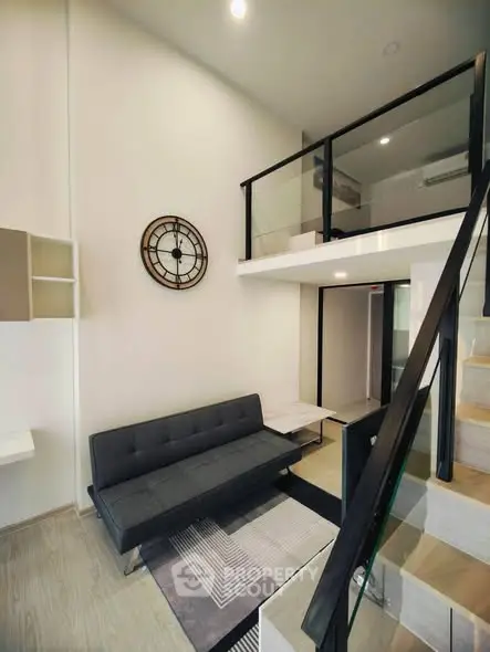 Modern loft apartment with stylish mezzanine and sleek interior design