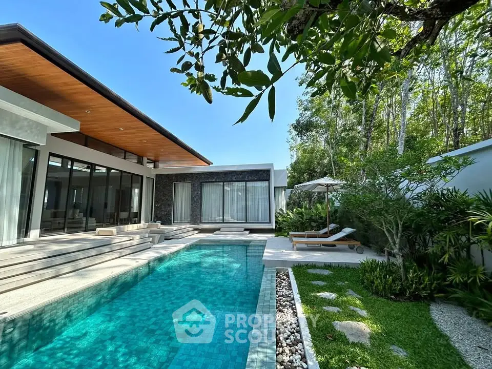 Luxurious modern villa with private pool and lush garden, perfect for serene living.