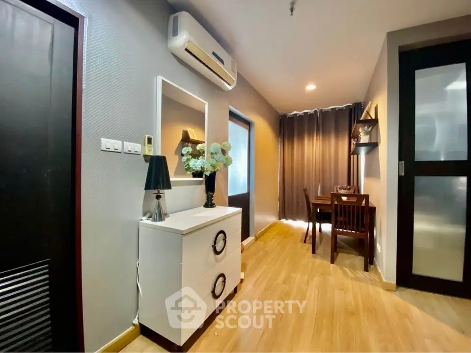Stylish modern apartment interior with elegant dining area and chic decor