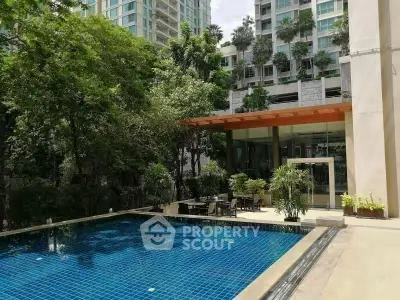 Luxurious condominium with serene swimming pool and lush greenery