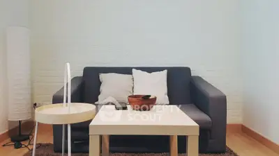 Cozy living room with modern sofa and stylish decor