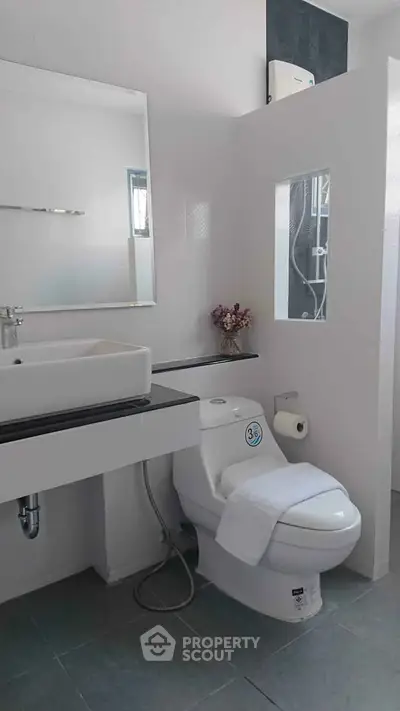 Modern bathroom with sleek design and contemporary fixtures