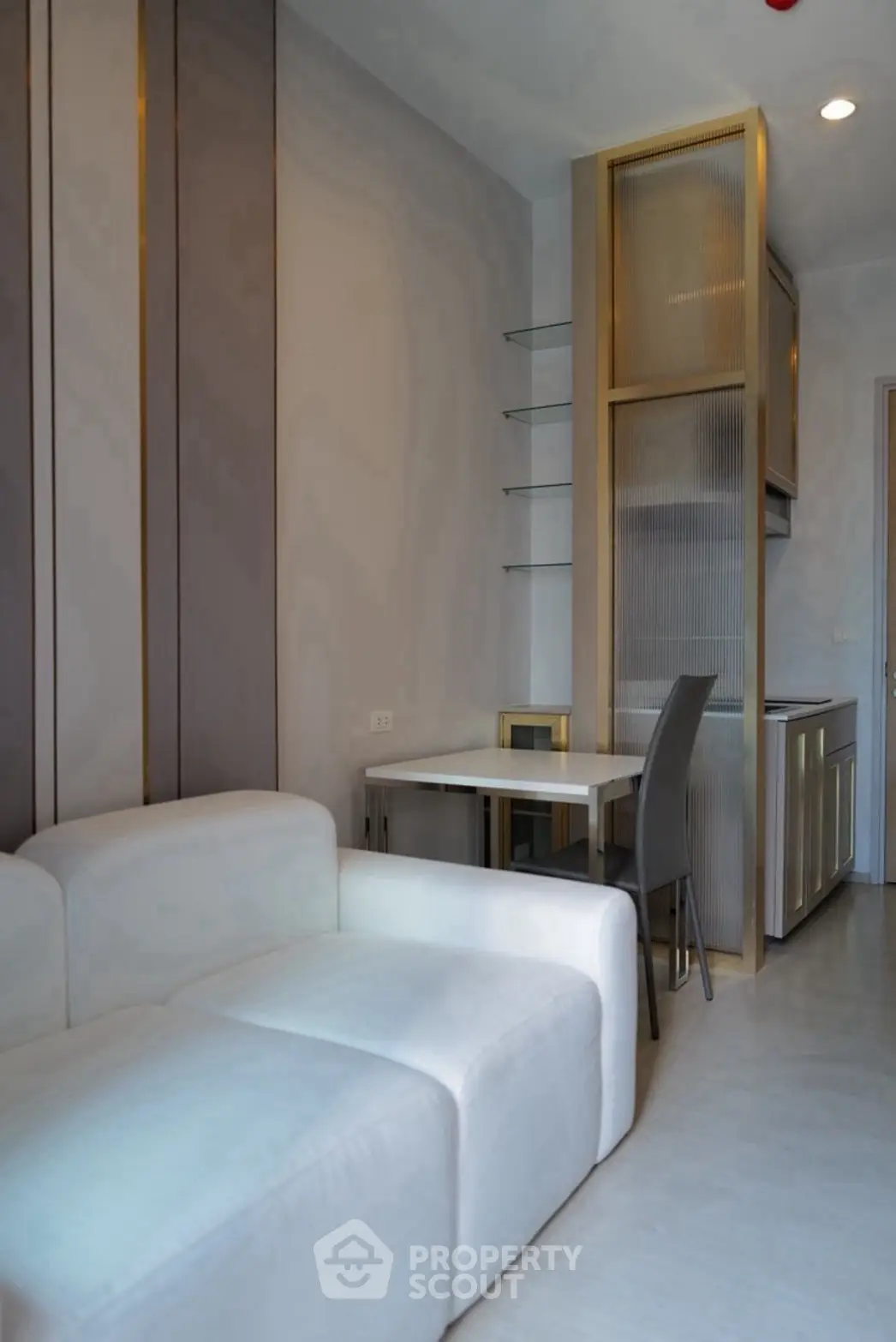 Modern living room with sleek furniture and minimalist design