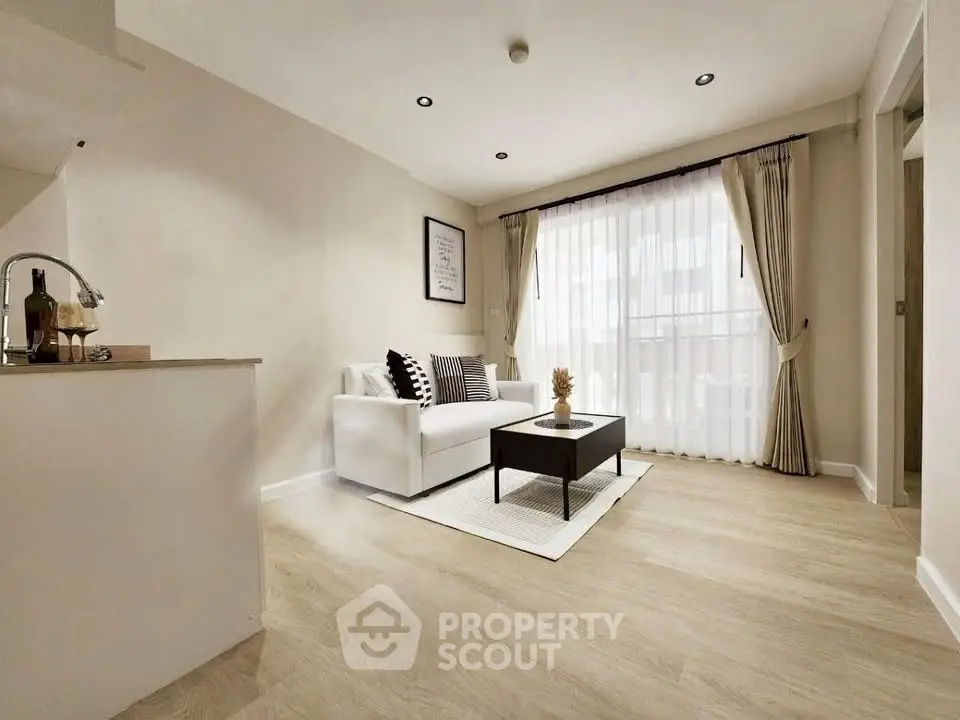 Modern living room with elegant decor and natural light