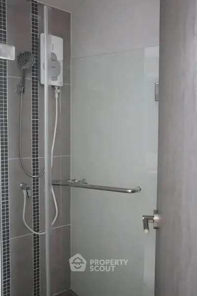 Modern bathroom with sleek shower design and contemporary fixtures