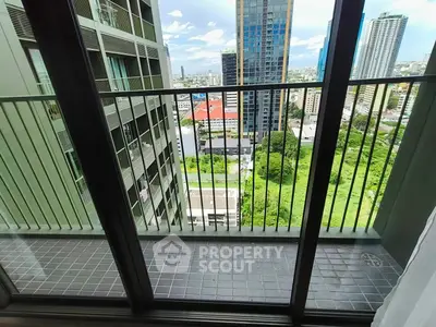Modern high-rise balcony with stunning cityscape view
