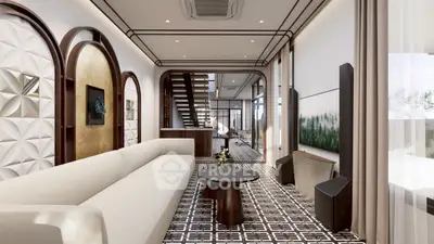 Luxurious modern living room with elegant decor and open layout