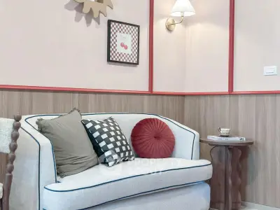 Charming living room with stylish sofa and elegant decor accents