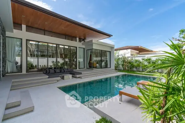 Luxurious modern villa with private pool and lush garden, perfect for relaxation and entertainment.