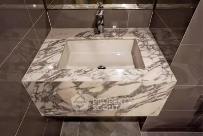 Luxurious marble bathroom sink with modern design and elegant fixtures.