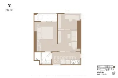 Modern apartment floor plan with efficient layout for urban living.
